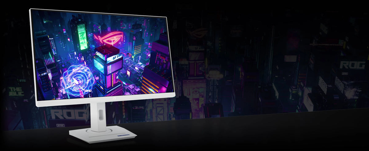 Rear view of the ASUS ROG Strix XG27ACS monitor showcasing the color report