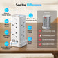 VonHaus Tower Extension Lead 8-Socket USB Surge Protection 2M - Black or White - Tech Syndicate