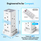 VonHaus Tower Extension Lead 8-Socket USB Surge Protection 2M - Black or White - Tech Syndicate
