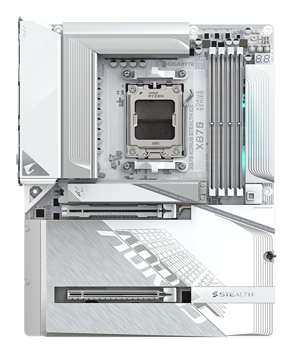 Gigabyte X870 AORUS STEALTH ICE AM5 Motherboard - Wi-Fi 7