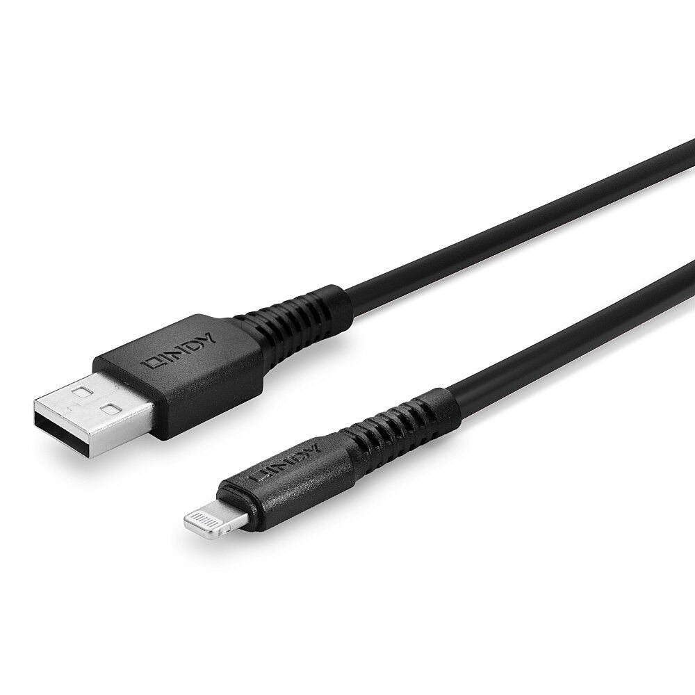 Lindy 31319 0.5m USB-A to Lightning MFi Cable - Black