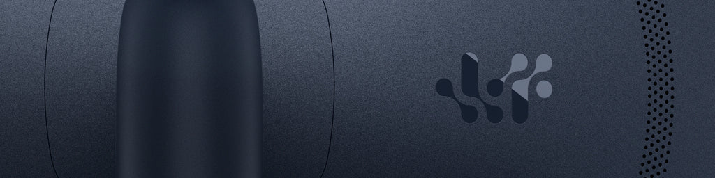 The back of the Alienware 32 Gaming Monitor with a focus on the branded glyphs