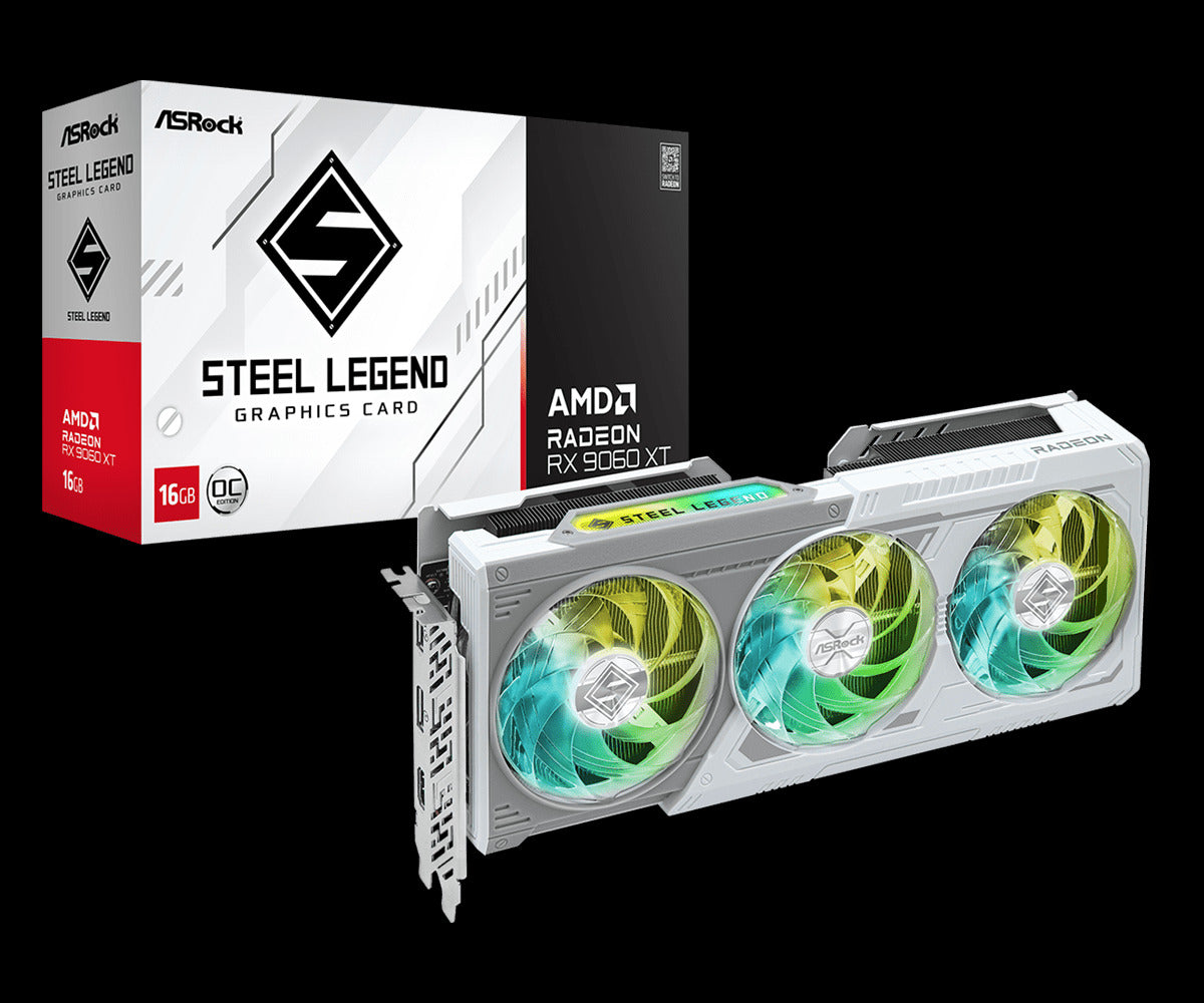 ASRock Radeon RX 9060 XT Steel Legend 16GB OC Graphics Card