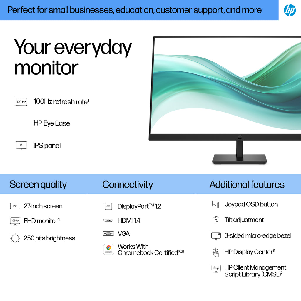 HP 327pf Series 3 Pro 27" FHD IPS Monitor - 100Hz, 1080p