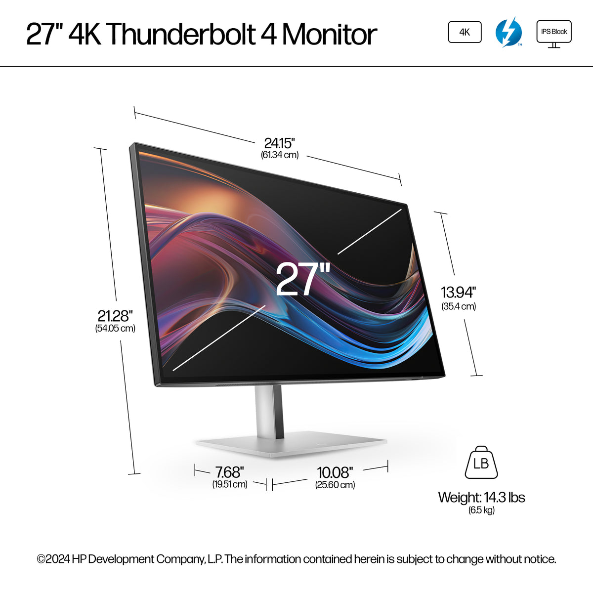 HP Series 7 Pro 727pk 27" 4K Thunderbolt 4 Monitor