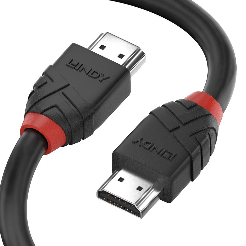 LINDY 36470 Black Line HDMI 2.0 Cable 0.5m - 4K 60Hz
