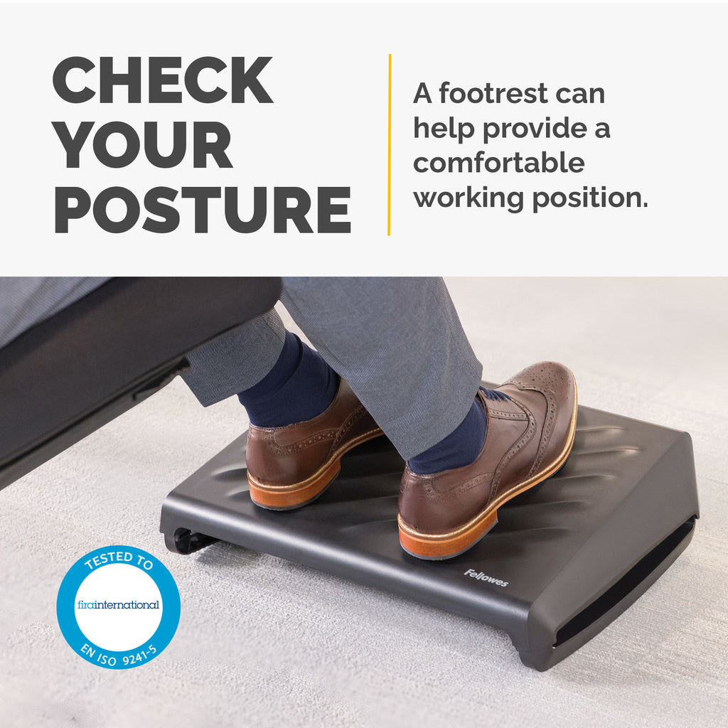 Fellowes Breyta Foot Rest Black - 3 Height Settings, Rocking