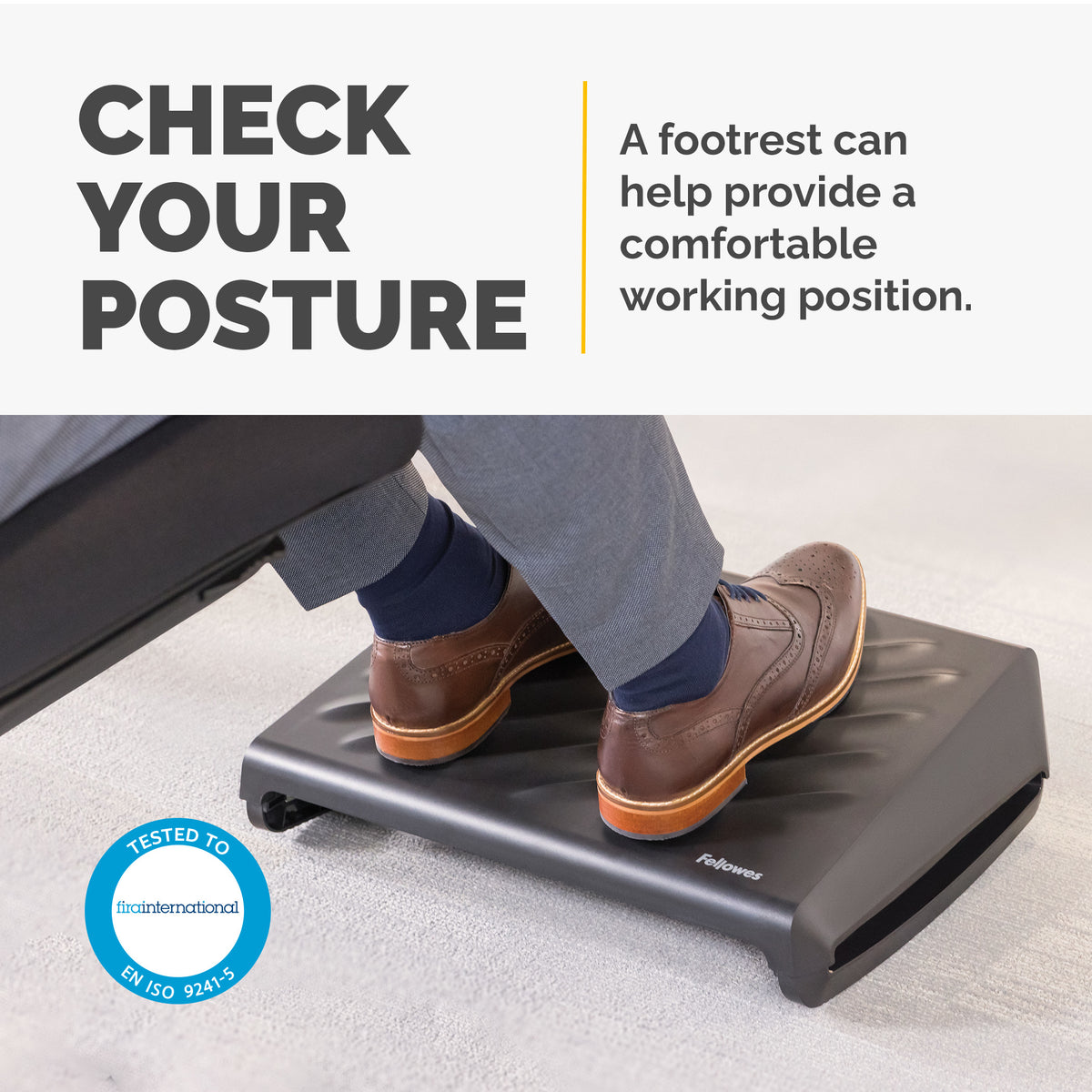 Fellowes Breyta Foot Rest Black - 3 Height Settings, Rocking