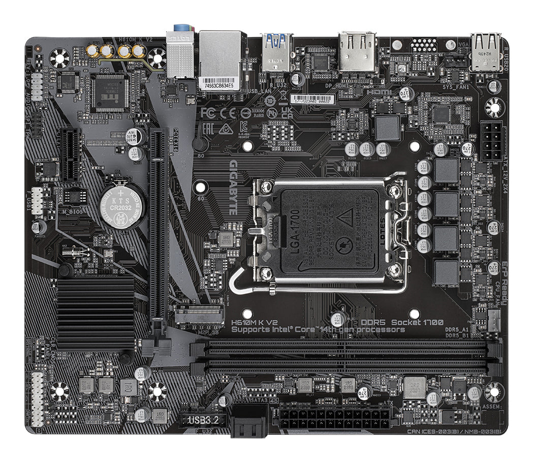 Gigabyte H610M K V2 DDR5 LGA1700 Micro-ATX Motherboard