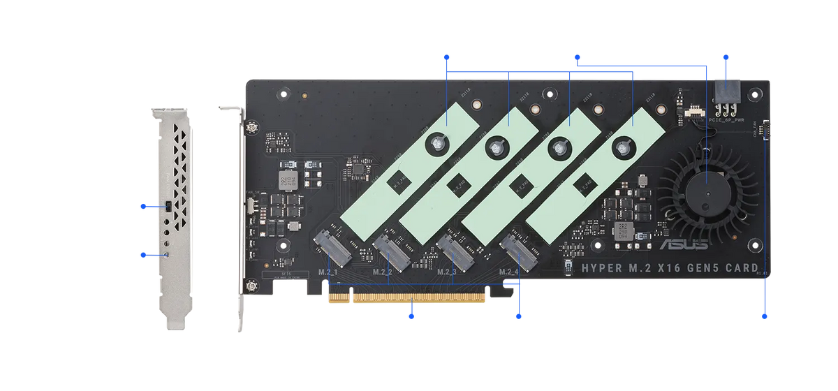 ASUS Hyper M.2 x16 Gen5 Card feature highlights