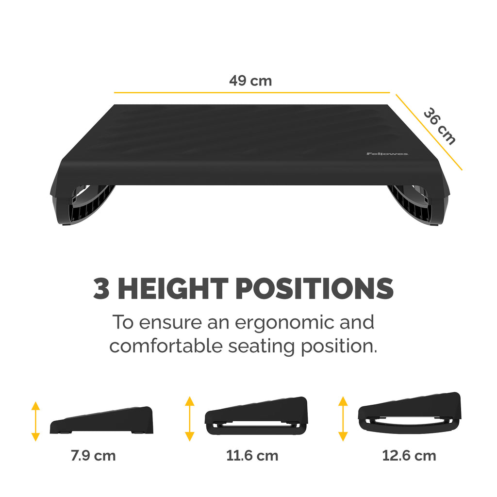 Fellowes Breyta Foot Rest Black - 3 Height Settings, Rocking