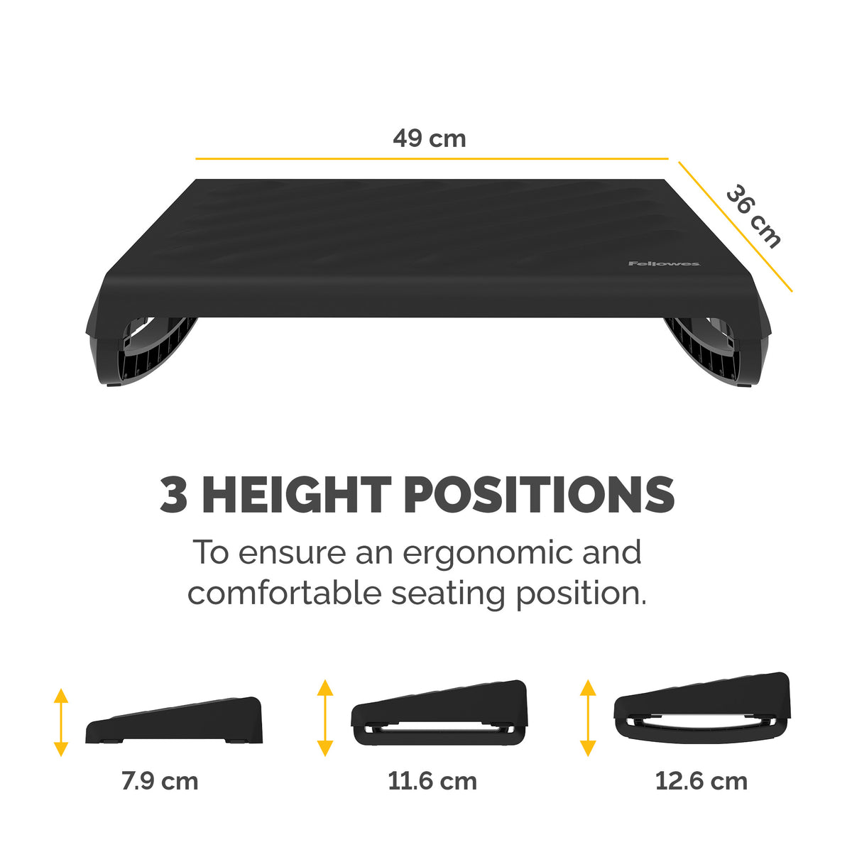 Fellowes Breyta Foot Rest Black - 3 Height Settings, Rocking