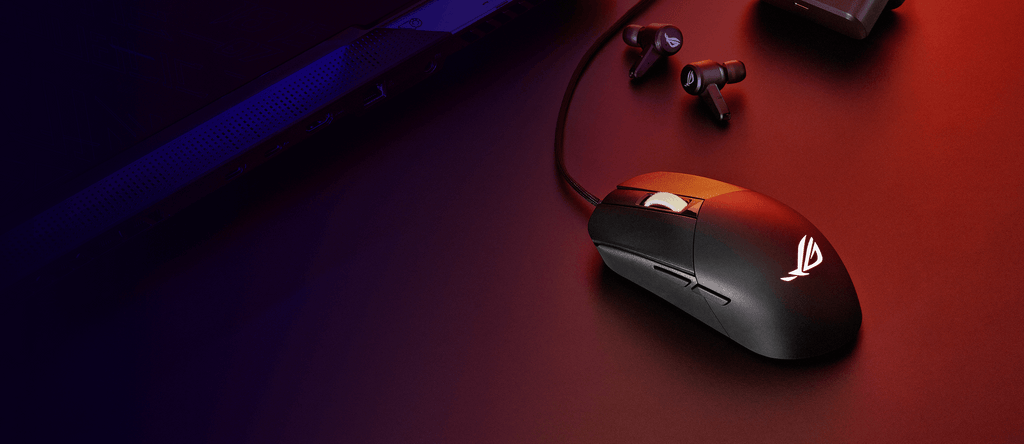 An image of the ROG Strix Impact III with RGB shining