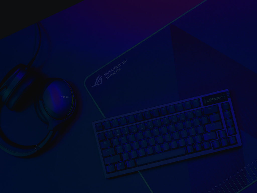 ROG Azoth with other ROG peripherals on table