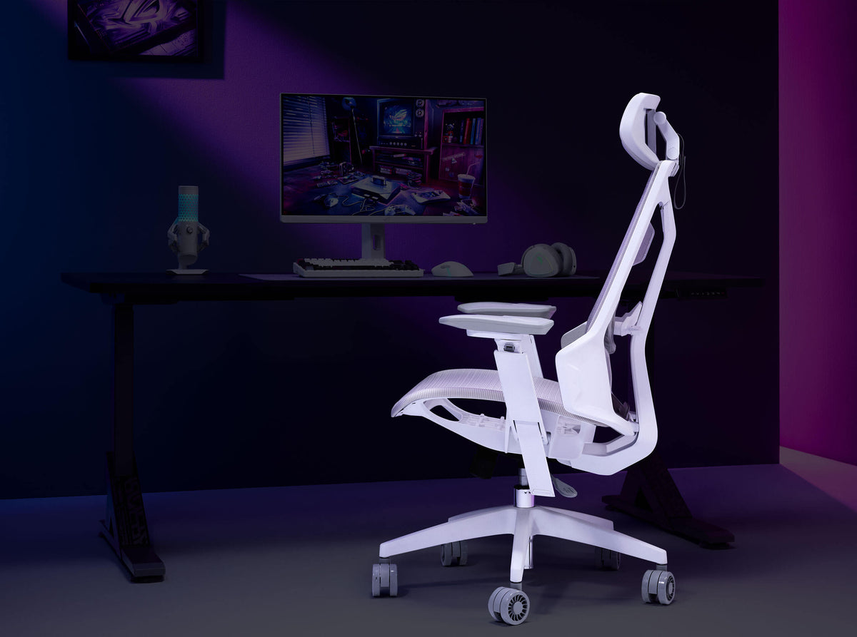 ASUS ROG Destrier Core Ergo Gaming Chair - White, 136kg Max
