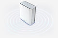 ASUS ZenWiFi BT8 mesh router displayed with WiFi signal graphics underneath.