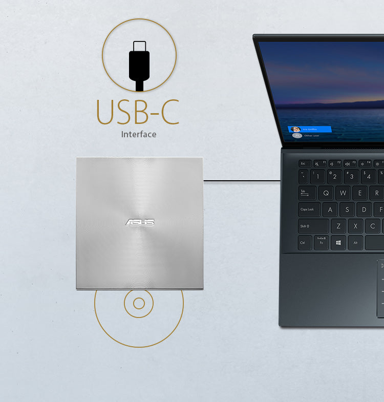 ASUS ZenDrive U8M (SDRW-08U8M-U) features USB-C interface.
