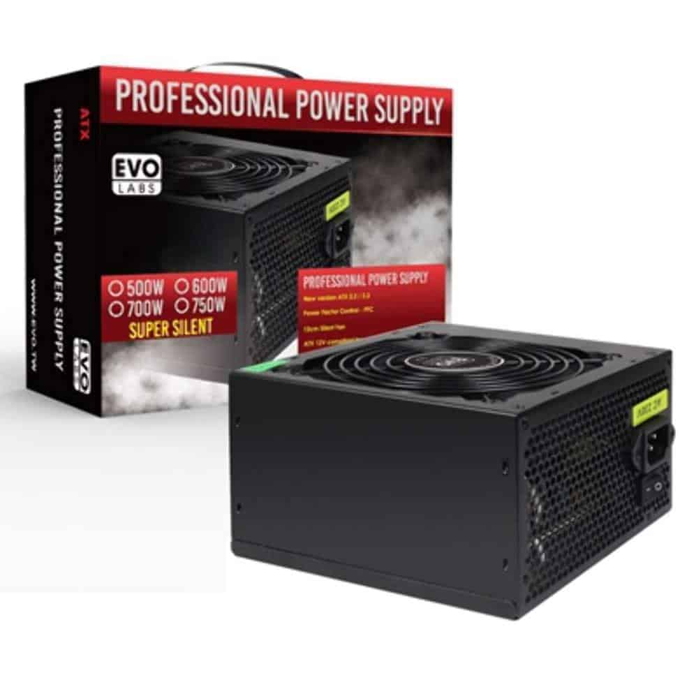Evo Labs E-600Bl 600W 120Mm Black Silent Fan Psu