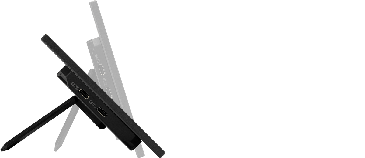 A close-up graphic to show the built-in tripod socket on the rear of the ROG XG129C monitor.