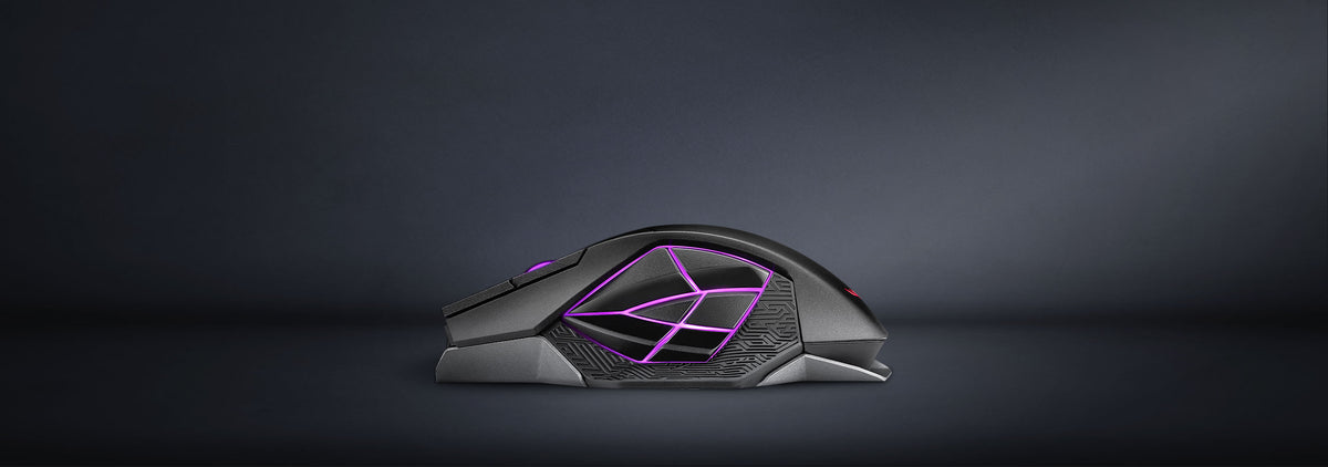 ROG Spatha X features six side buttons with RGB lighting, side view