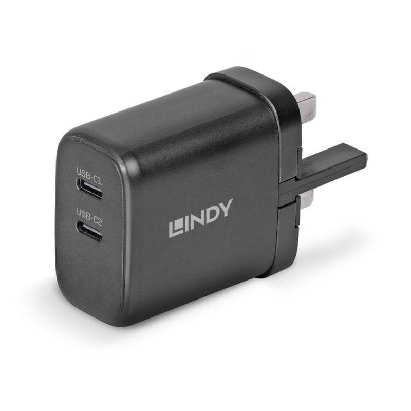 Lindy 65W Dual USB-C GaN Charger UK Plug - Black (73439)