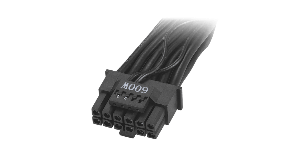 Photo of a PCIe Gen 5.0 12 pin cable.