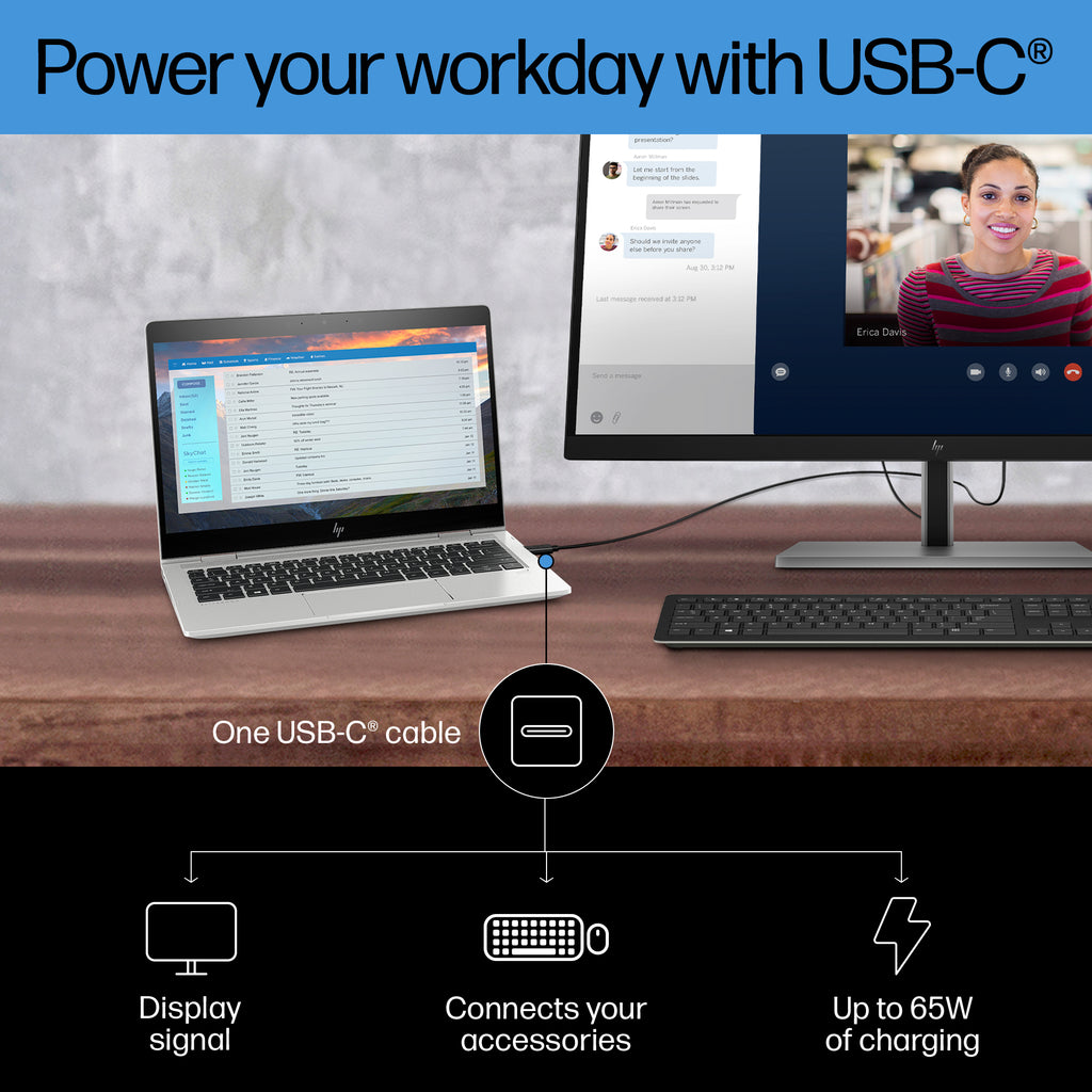 HP E27k G5 27" 4K UHD USB-C Monitor - IPS, 60Hz, 350cd/m²