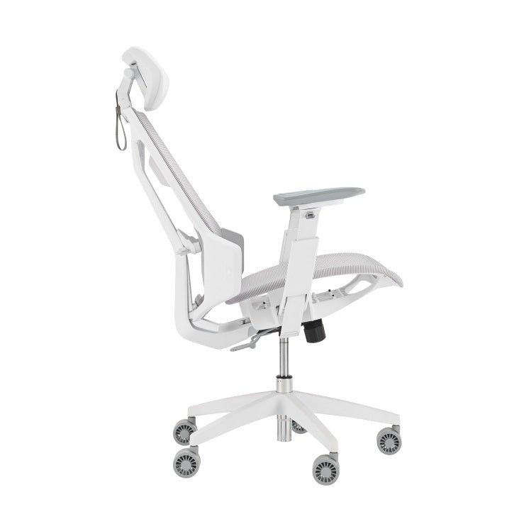 ASUS ROG Destrier Core Ergo gaming chair, White, side with headrest