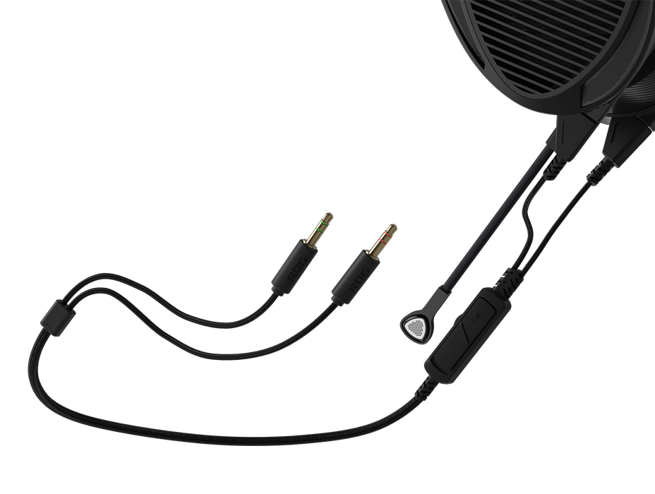 ROG Kithara microphone cable with in-line control and dual 3.5 mm plugs