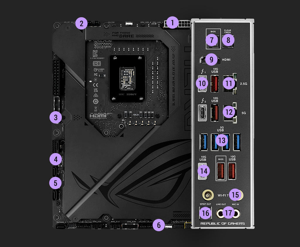 Connectivity specs of the ROG Maximus Z890 Hero BTF