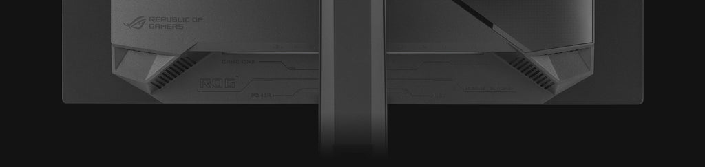 The rear panel of the XG27AQDPG features DisplayPort 1.4, HDMI 2.1, and a USB hub.