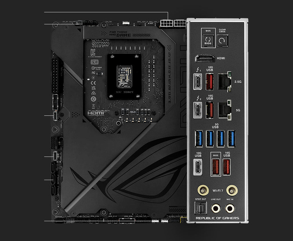 Connectivity specs of the ROG Maximus Z890 Hero BTF