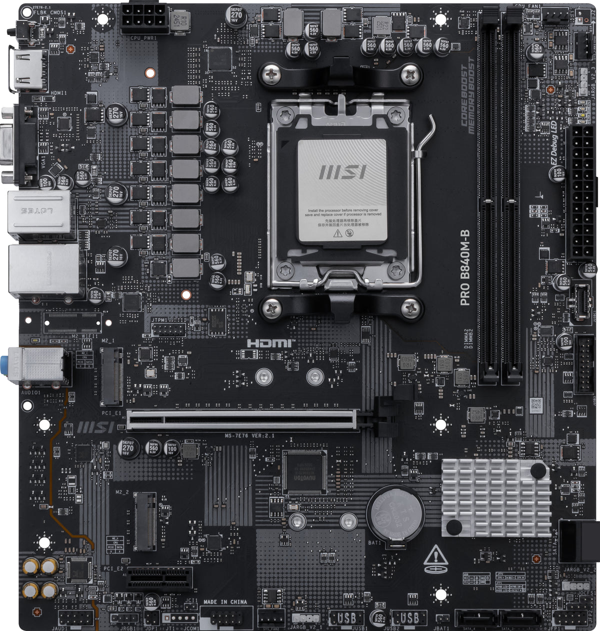 MSI PRO B840M-B AM5 mATX Motherboard - DDR5, PCIe 4.0