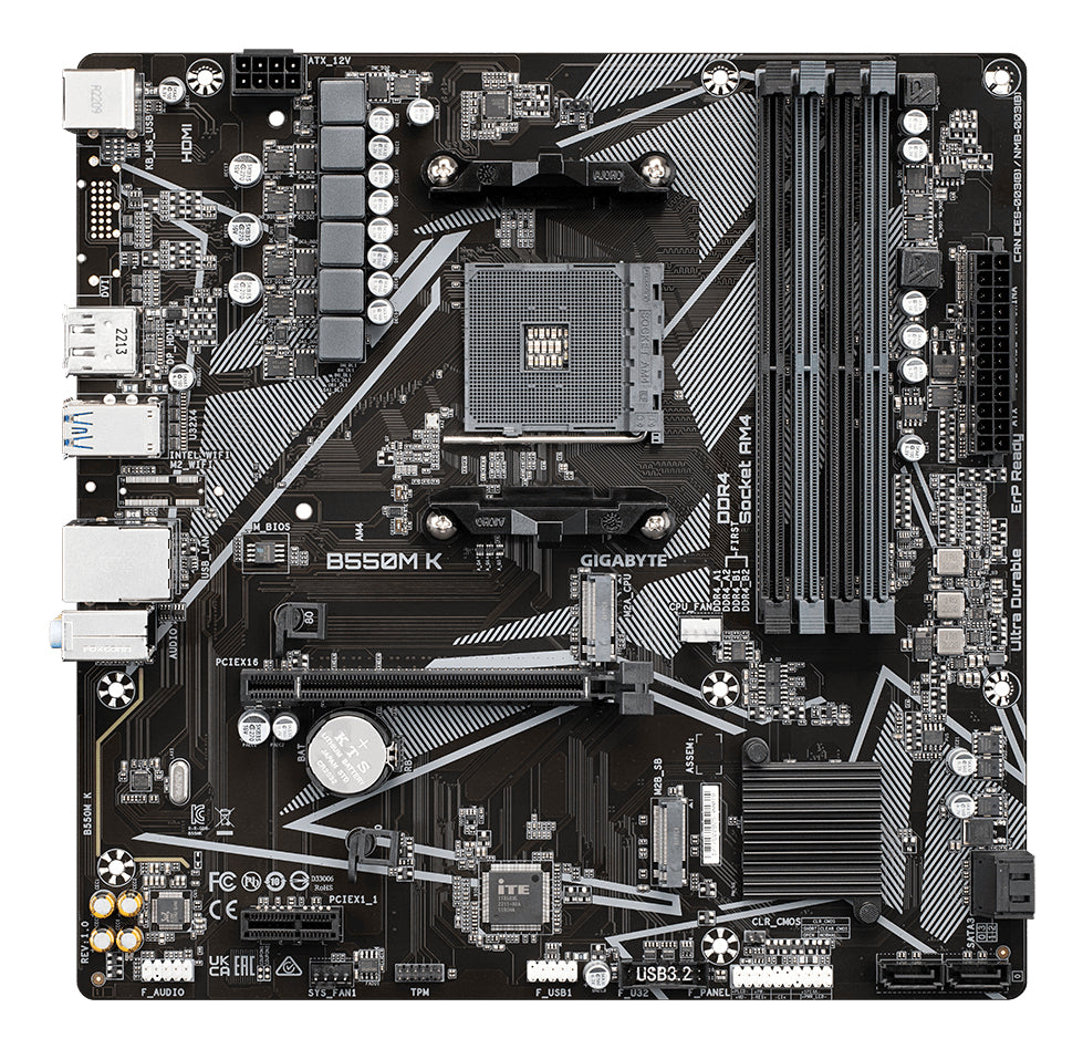 Gigabyte B550M K AMD AM4 Micro-ATX Motherboard - B550, DDR4