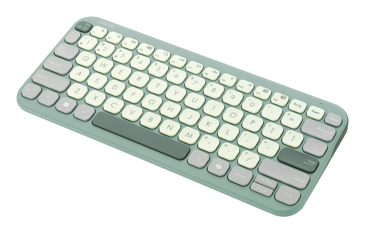 ASUS Marshmallow Keyboard KW100 Green Tea Latte, angled