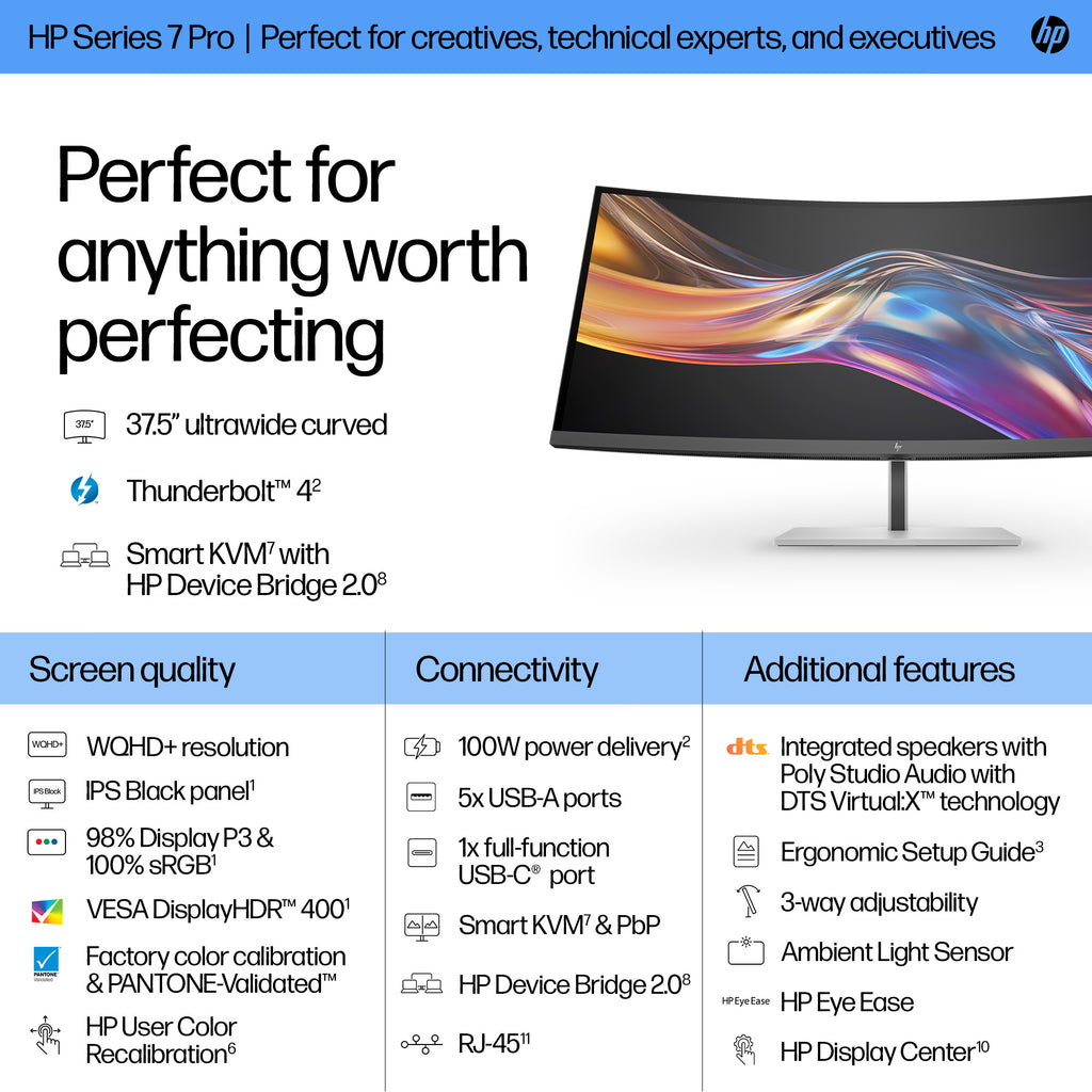 HP 738pu Series 7 Pro 38" Curved WQHD+ Thunderbolt 4 Monitor