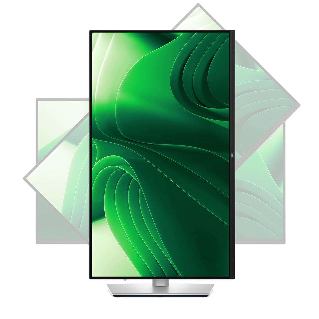 Dell Pro 24 Plus QHD USB-C Hub Monitor in a vertical orientation.
