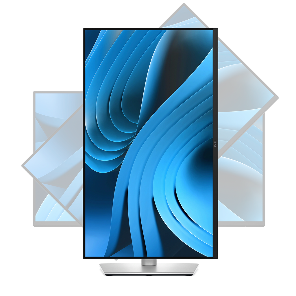 Dell Pro 27 Plus QHD USB-C Hub Monitor in a vertical orientation.
