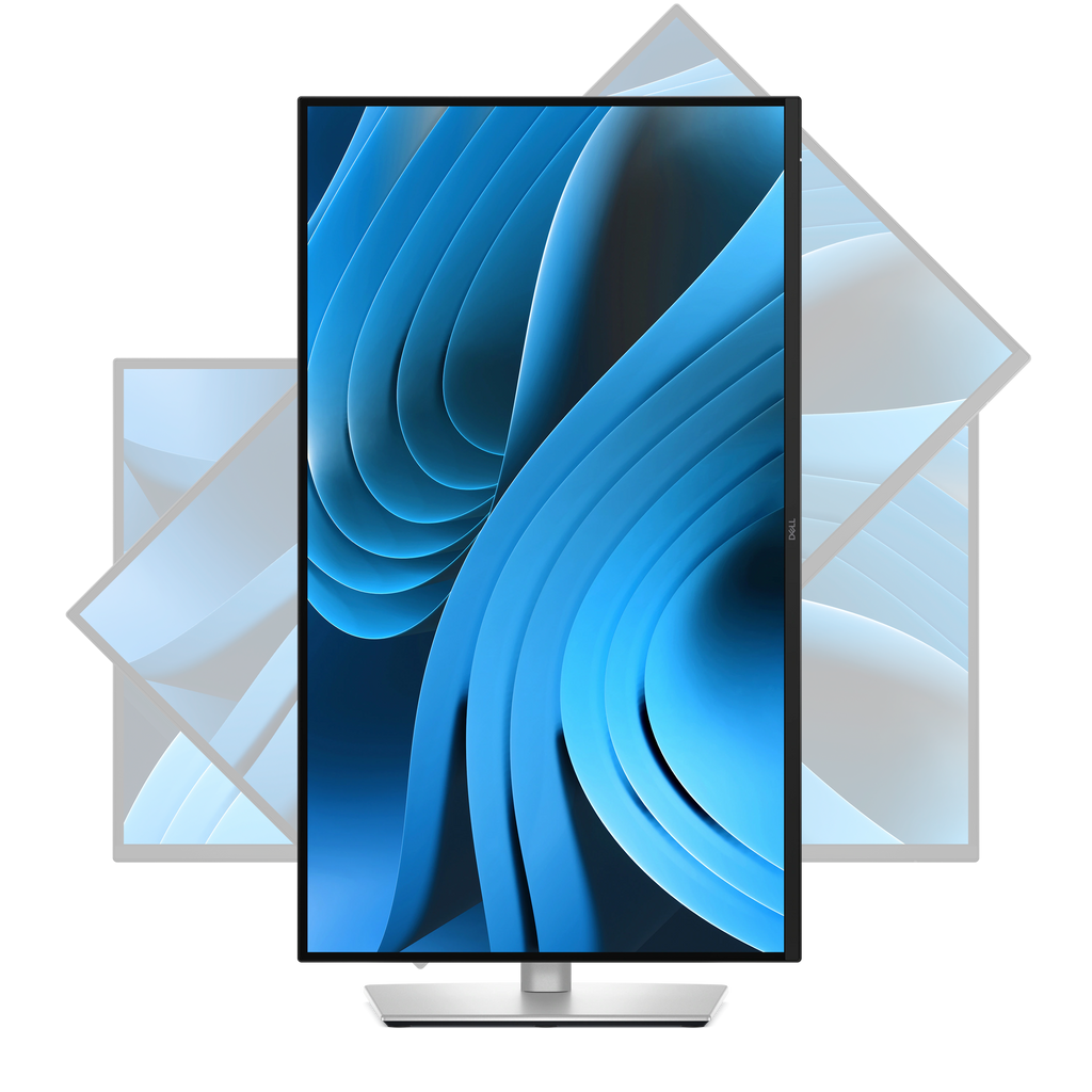 Dell Pro 27 Plus 4K USB-C Hub Monitor in a vertical orientation.