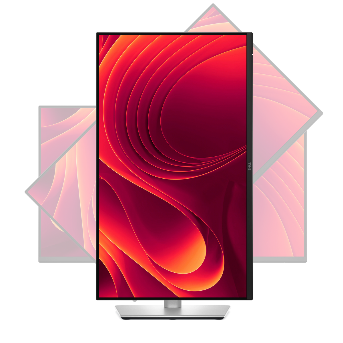 Dell Pro 32 Plus QHD USB-C Hub Monitor in a vertical orientation.