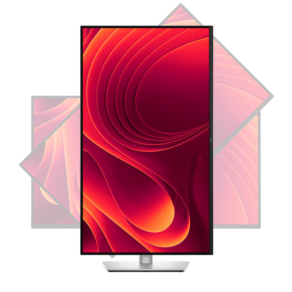 Dell Pro 32 Plus 4K USB-C Hub Monitor in a vertical orientation.