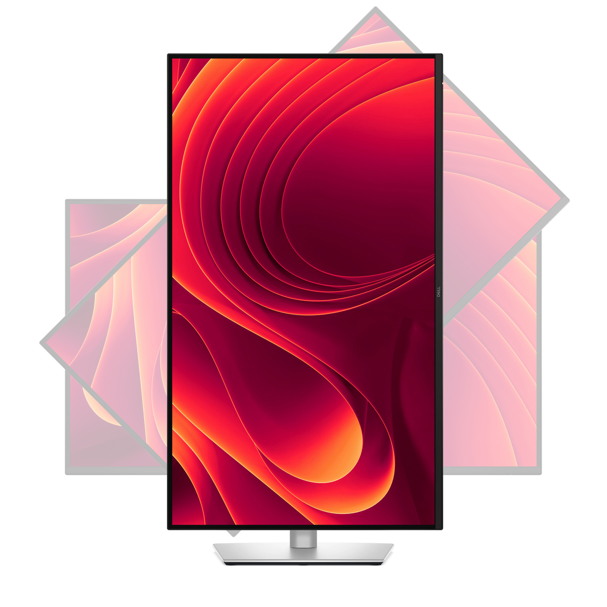 Dell Pro 32 Plus 4K USB-C Hub Monitor in a vertical orientation.