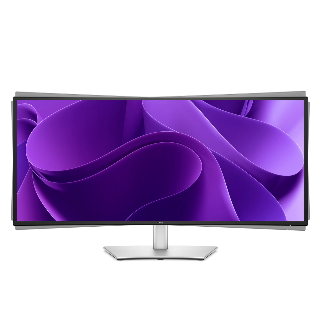 Dell Pro 34 Plus USB-C Hub Monitor in a slanted orientation.
