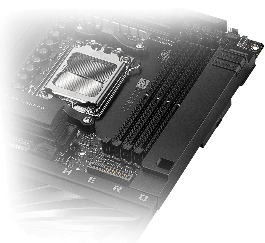 The ROG Crosshair X870E Hero BTF supports NitroPath DRAM Technology