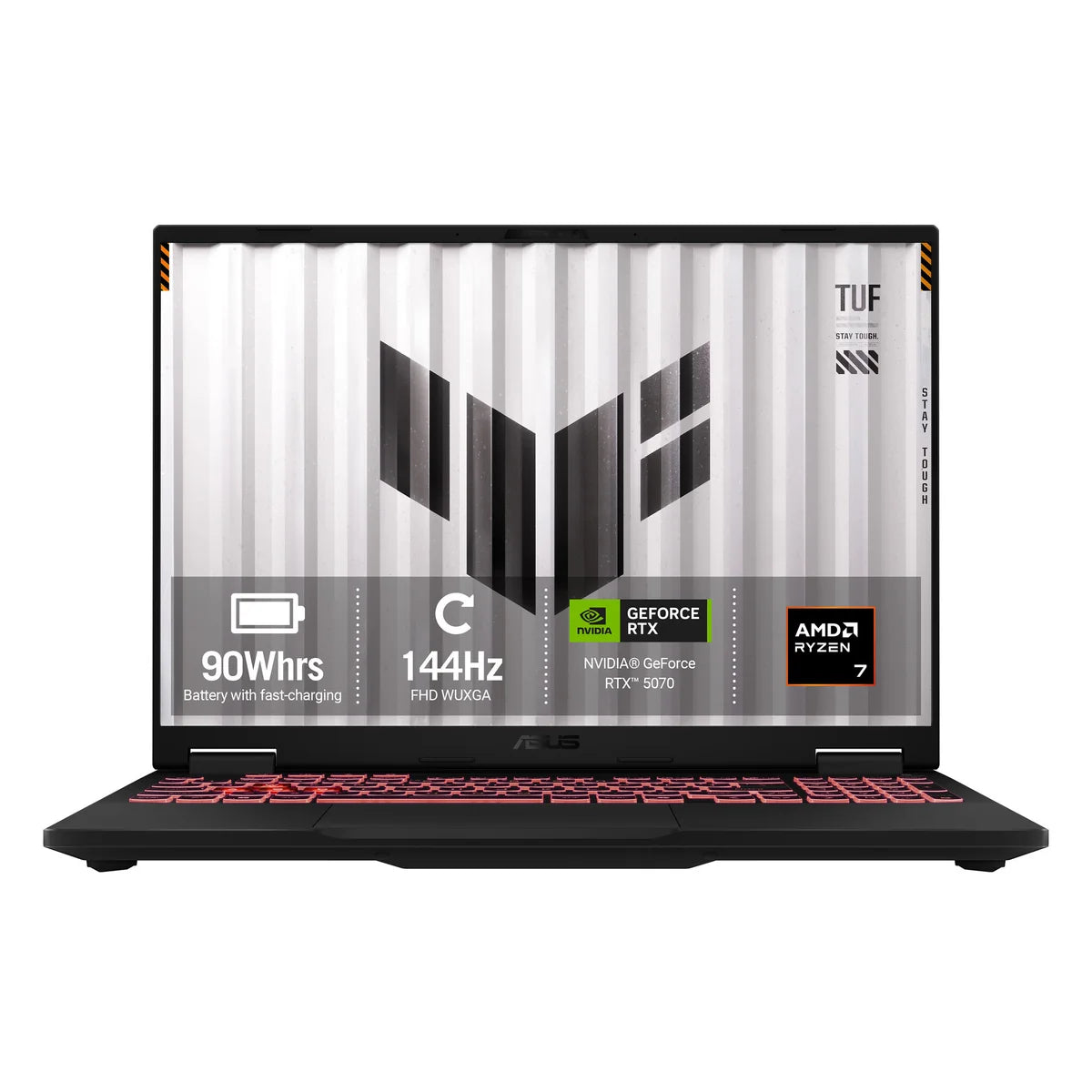 ASUS TUF Gaming A16 FA608UP-TU131W AMD Ryzen™ 7 260 Laptop 40.6 cm (16") WUXGA 16 GB DDR5-SDRAM 1 TB SSD NVIDIA® GeForce RTX™ 5070 Laptop GPU Wi-Fi 6E (802.11ax) Windows 11 Home Grey QWERTZ German