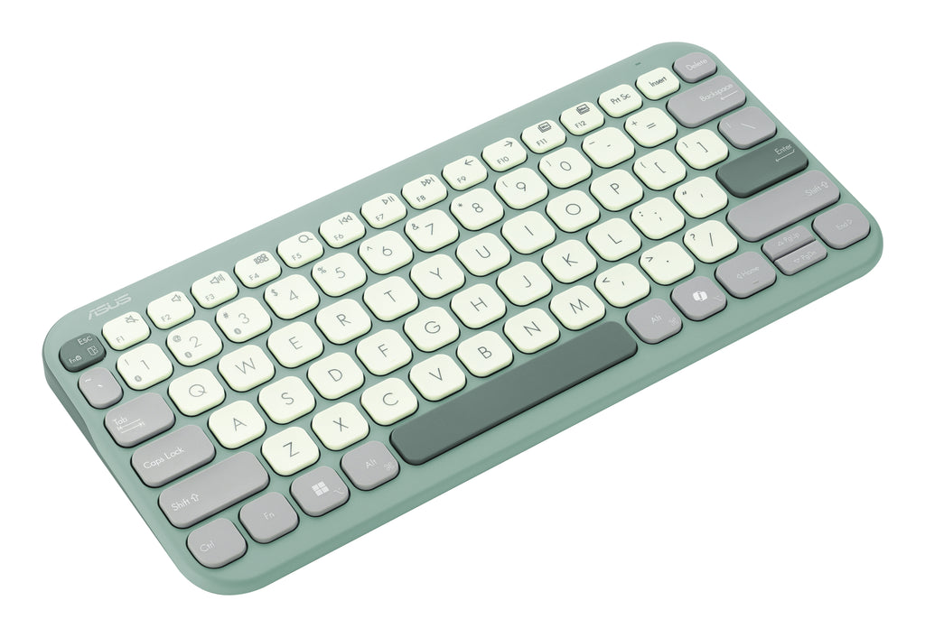 ASUS Marshmallow Keyboard KW100 Green Tea Latte, angled