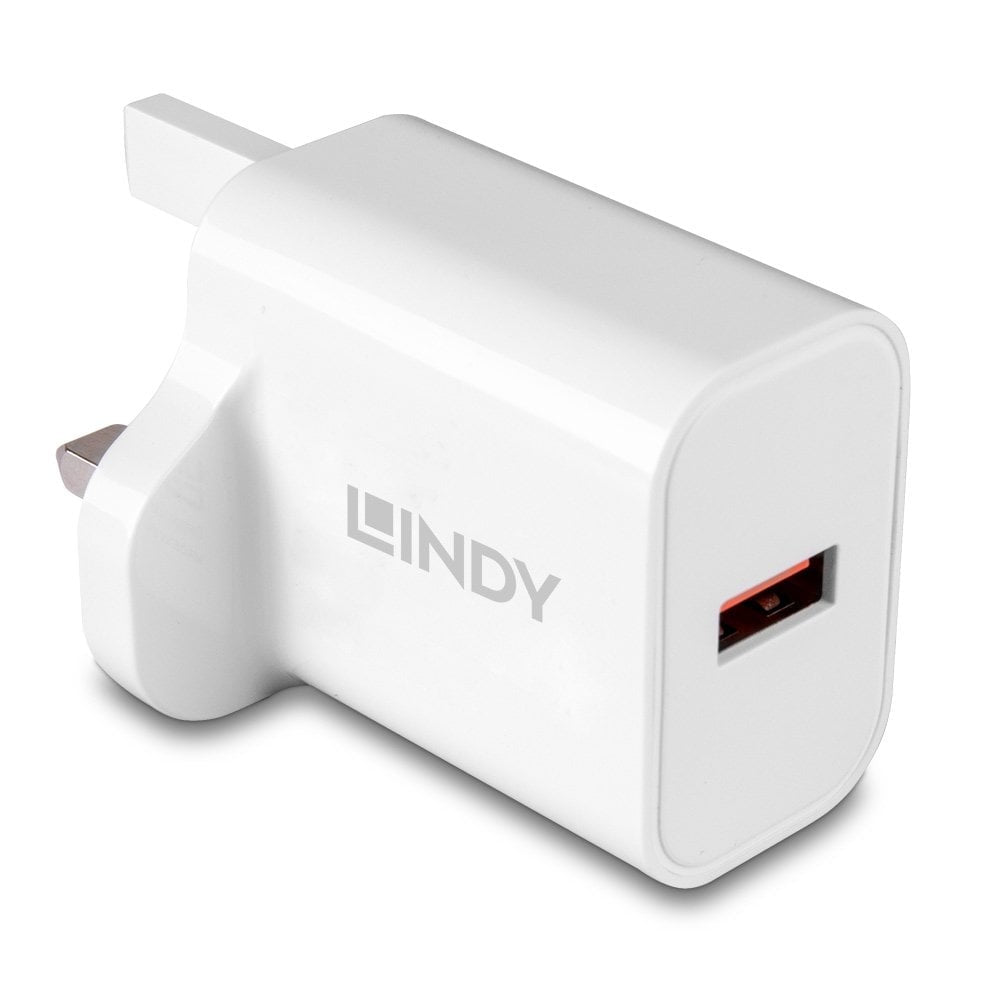 LINDY 73415 18W USB Type A Fast Charger - UK Plug