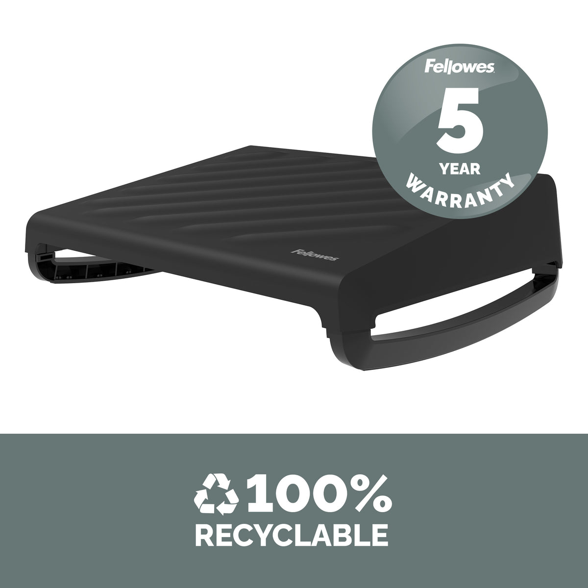 Fellowes Breyta Foot Rest Black - 3 Height Settings, Rocking