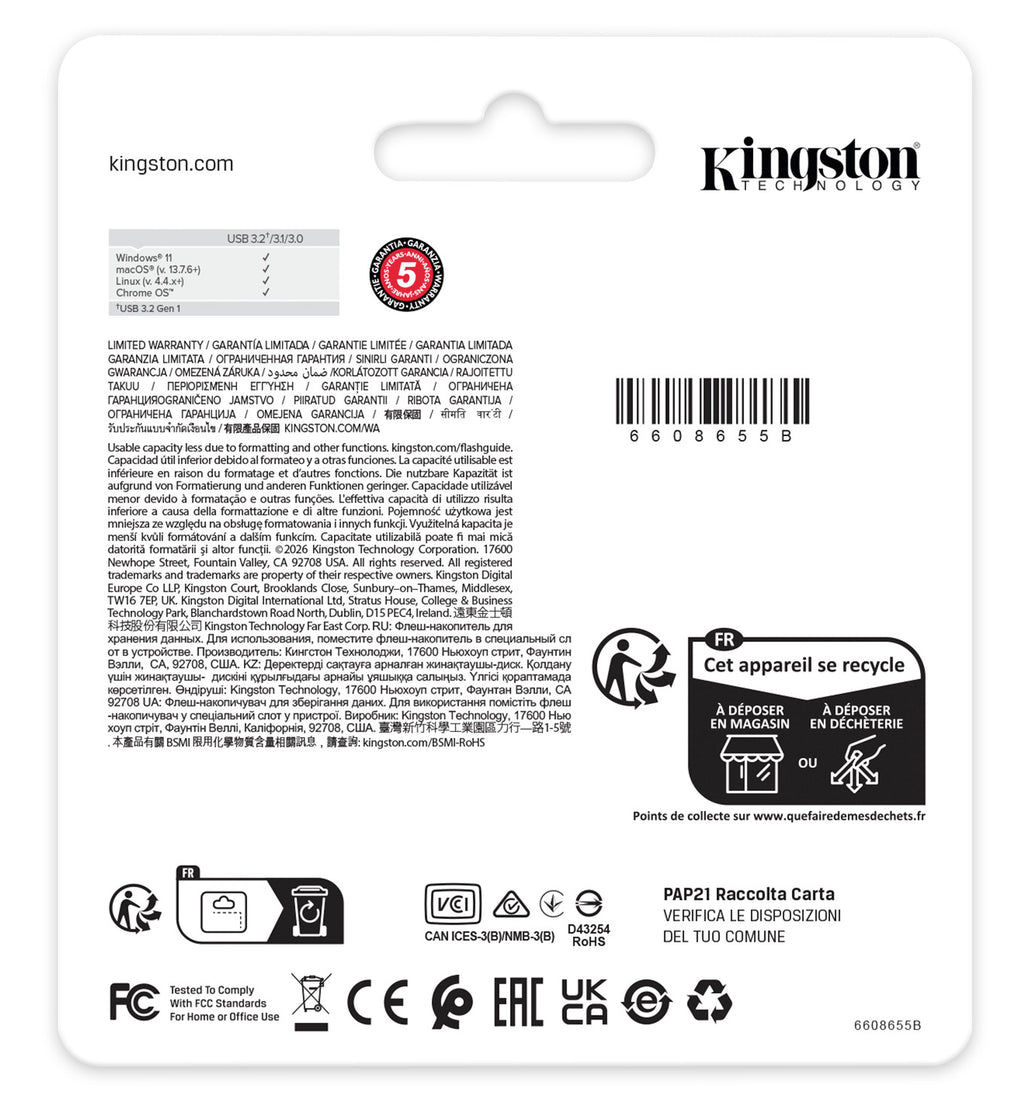 Kingston DataTraveler Kyson USB 3.2 Metal Flash Drive