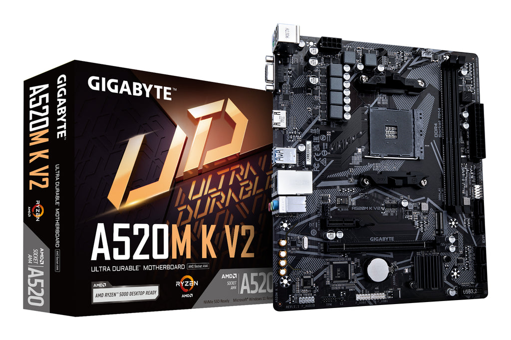 Gigabyte A520M K V2 Micro-ATX AM4 Motherboard - DDR4, M.2